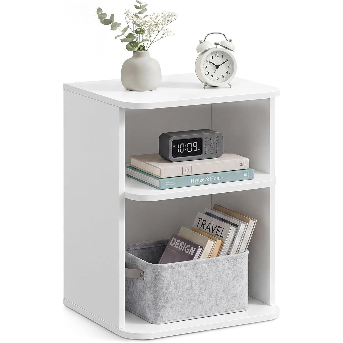 Nachttisch 3 Ebenen Beistelltisch 30x35x45 cm Weiss von Songmics