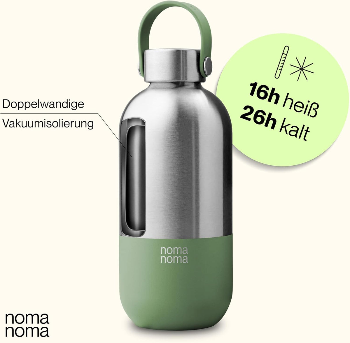 Trinkflasche Edelstahl auslaufsicher 500ml Smoothie Green von guteszeug.ch