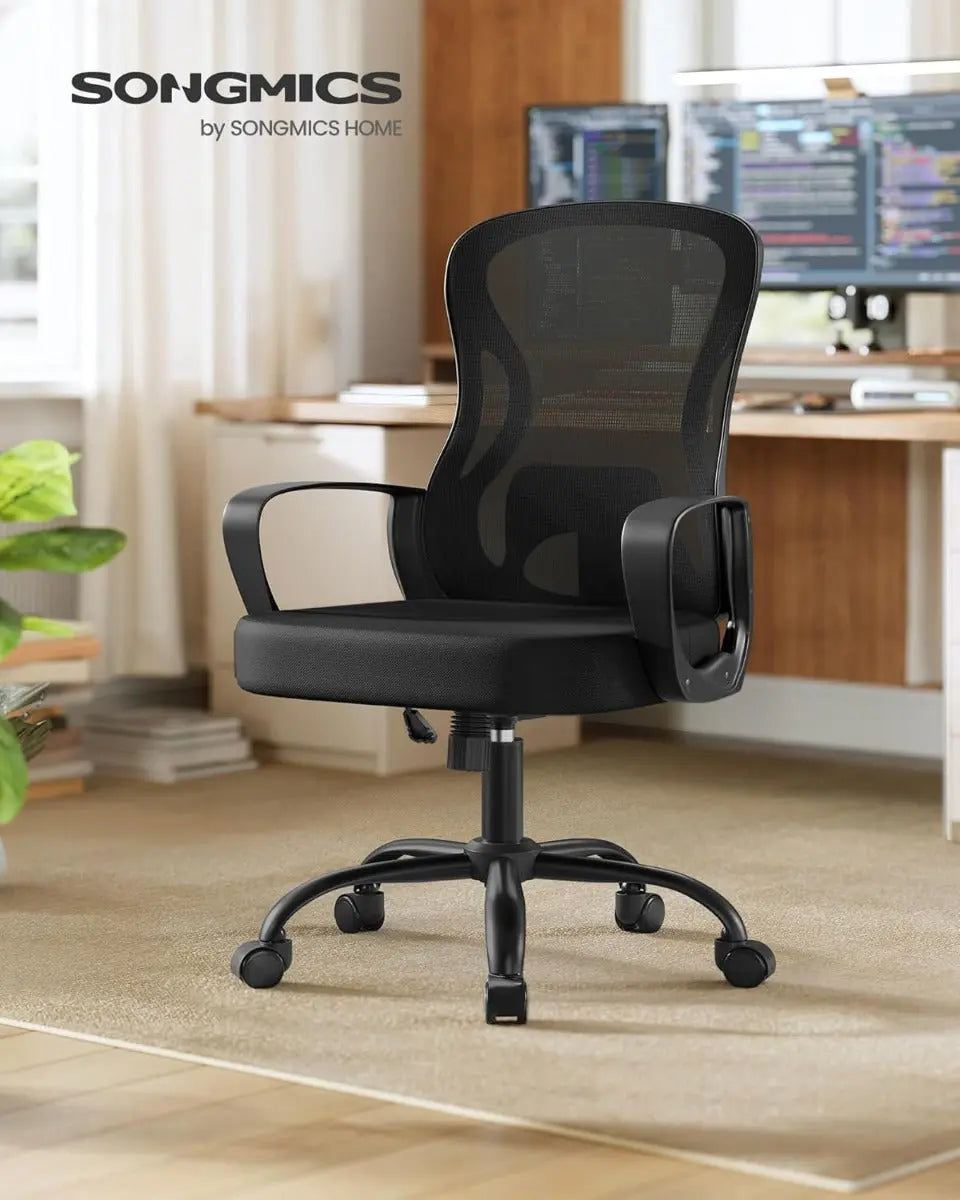 Drehstuhl ergonomisch Lumbalstütze schwarz Mesh von Songmics