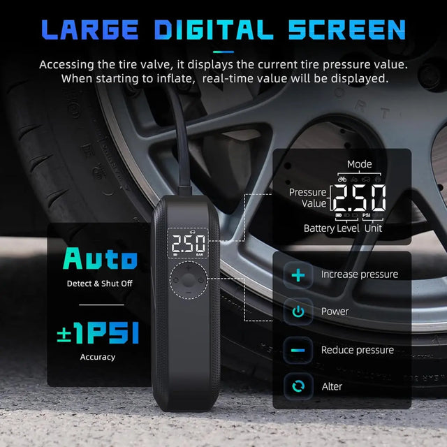 Luftpumpe A14 150PSI Elektrischer Kompressor Tragbar All-In-One Akku von Cycplus