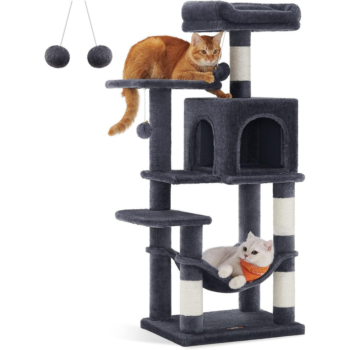 Kratzbaum 112 cm Katzenbaum Rauchgrau für 4 Katzen von Songmics