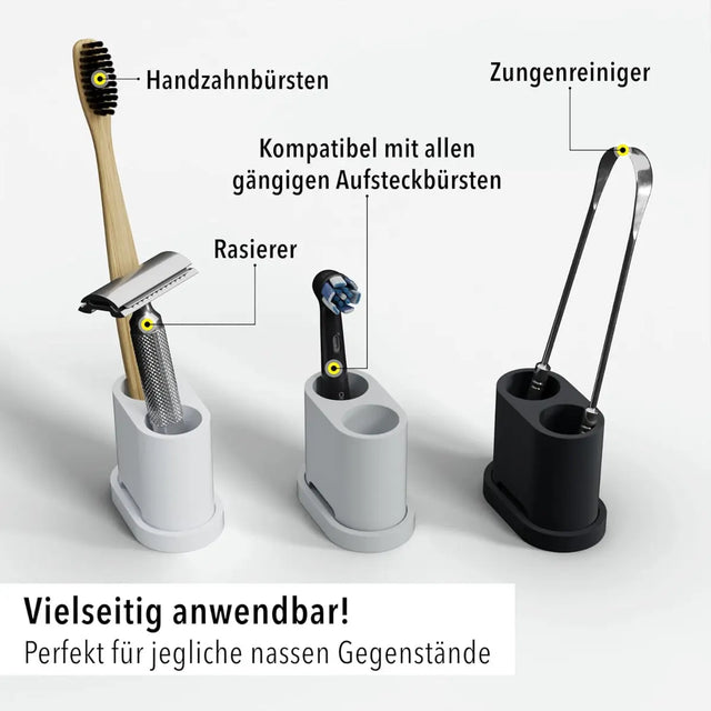 Zahnbürsten- und Aufsteckbürstenhalter 2er Grau von Qikfresh