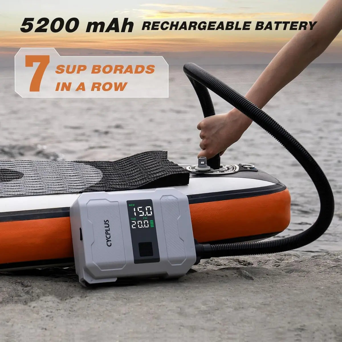 Elektrische SUP-Inflationspumpe D17Pro 20 PSI Akku Aufblasen & Ablassen von Cycplus