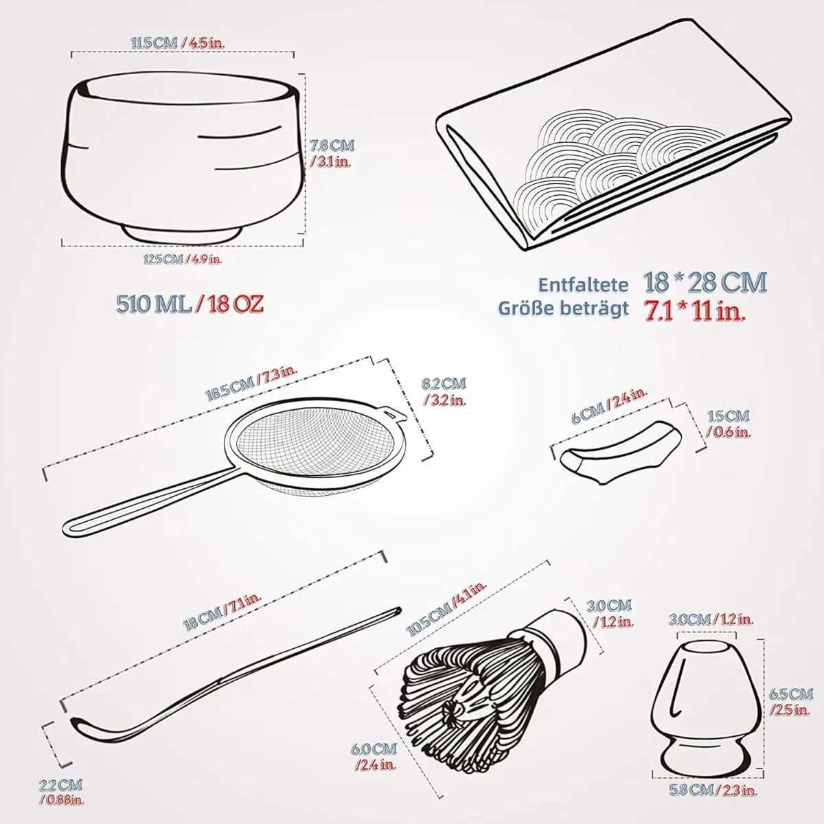 Matcha Set Weiss 7-tlg. von TEANAGOO