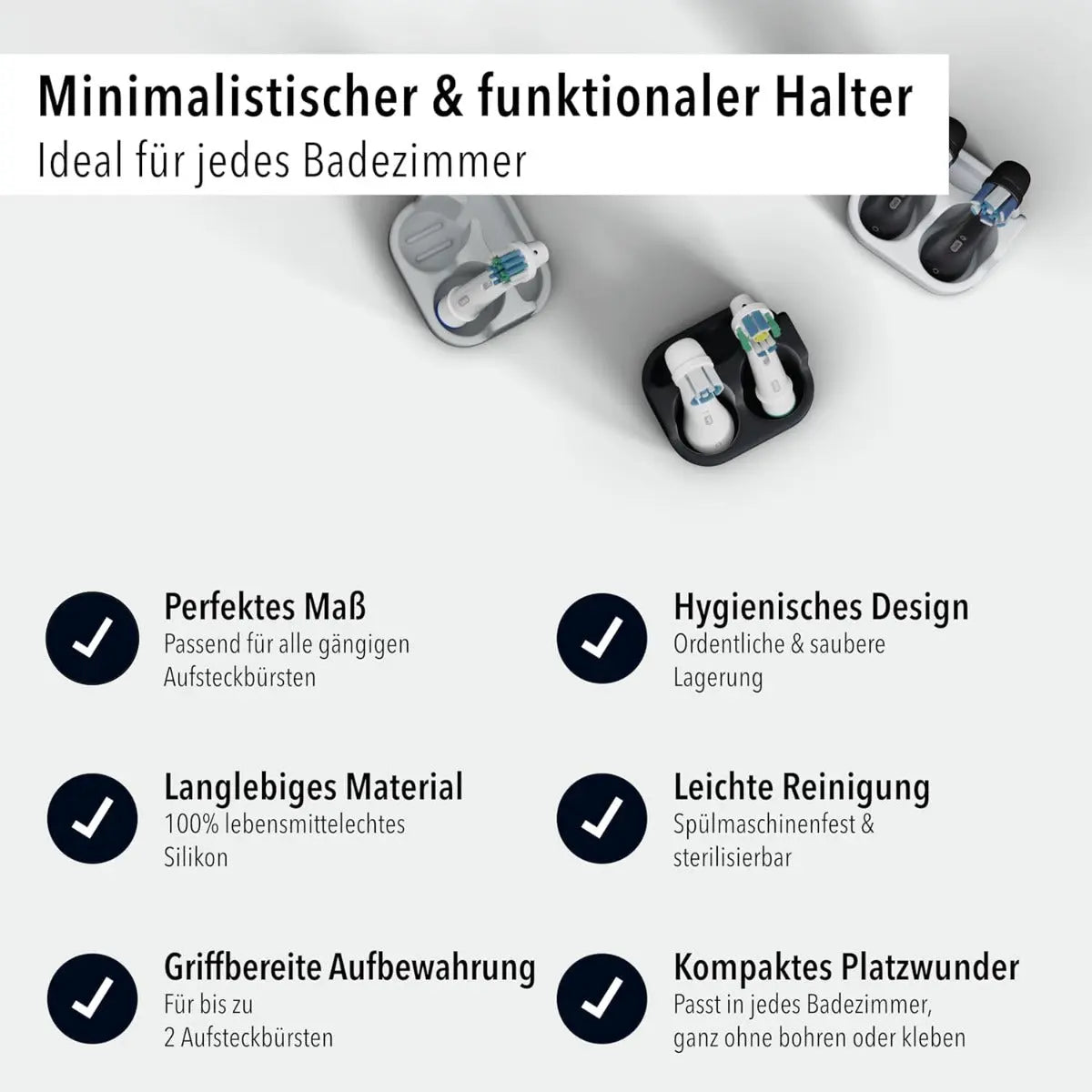 Aufsteckbürstenhalter 2er Grau von Qikfresh