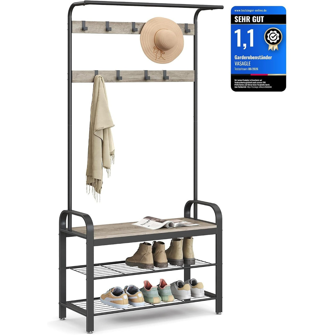 Garderobe Schuhregal Sitzbank 84x33,7x183 cm Greige von Songmics