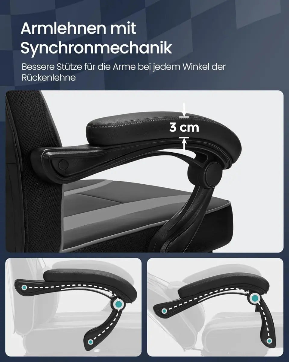 Bürostuhl Ergonomisch Höhenverstellbar Neigbar Tintenschwarz von Songmics