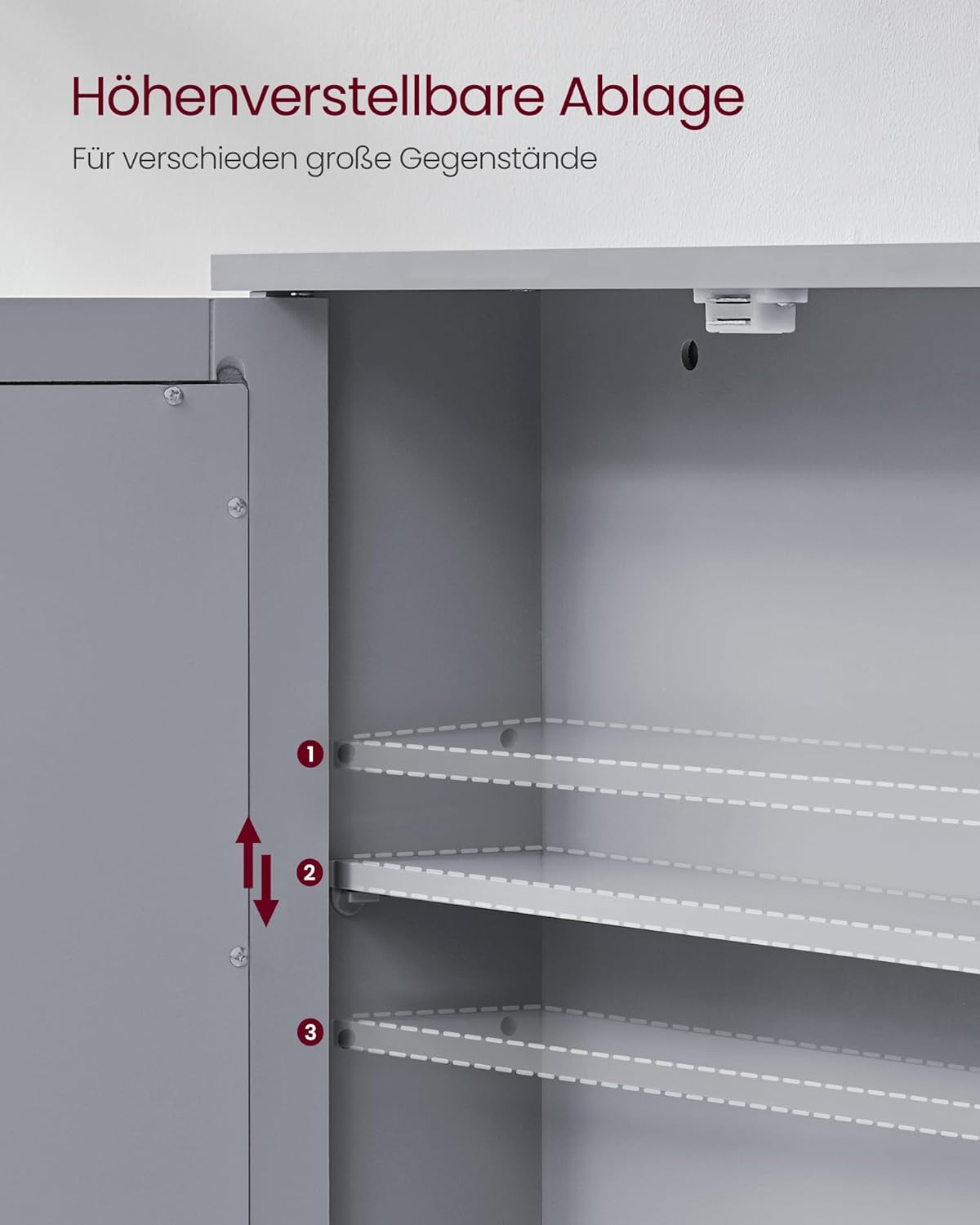 Spiegelschrank Bad Hängeschrank 2 Türen grau 57x59cm von Songmics