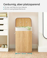 Wäschekorb Wäschesammler mit Deckel Bambus 72l von Songmics