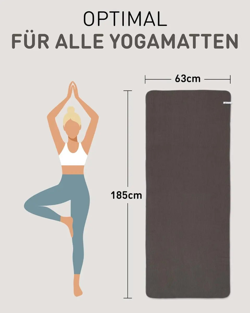 Yoga Handtuch Mikrofaser rutschfest mit Noppen Yogatuch Anthracite von guteszeug.ch
