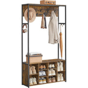 Garderobe mit Sitzbank Schuhablagen 100x32x180 cm Braun von Songmics