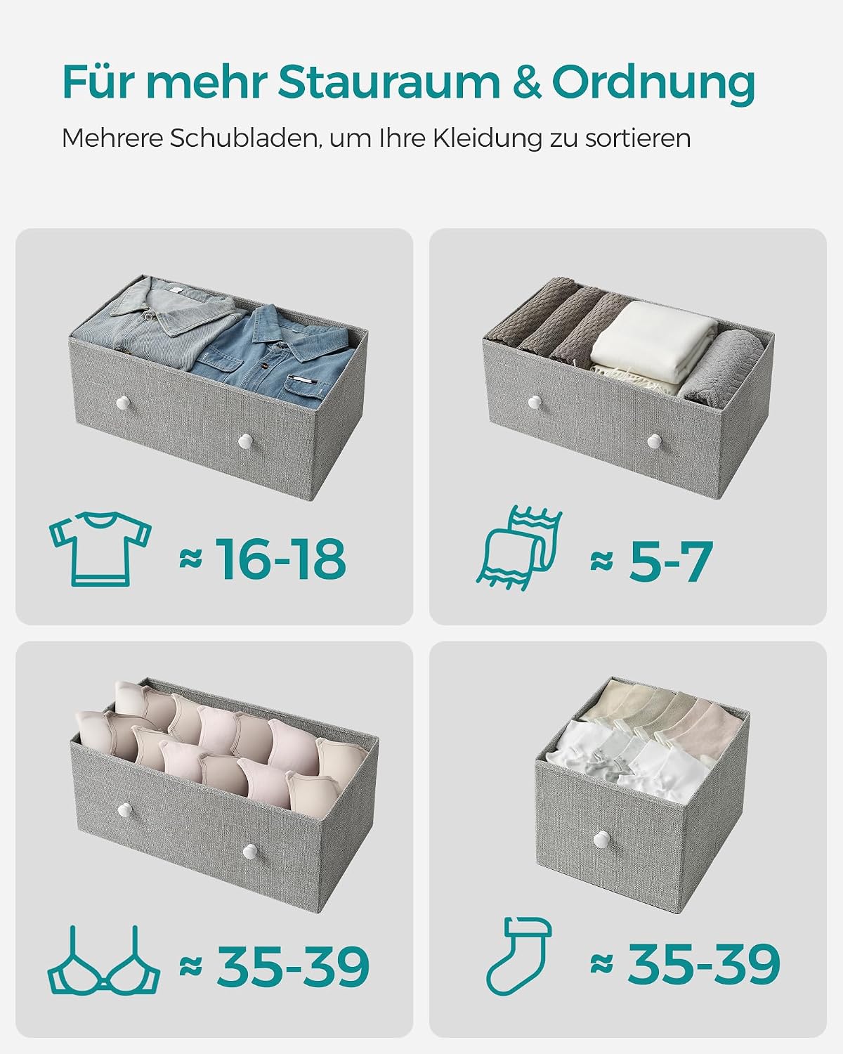 Schubladenkommode 5 Stoffschubladen 56x30x93 cm Braun von Songmics