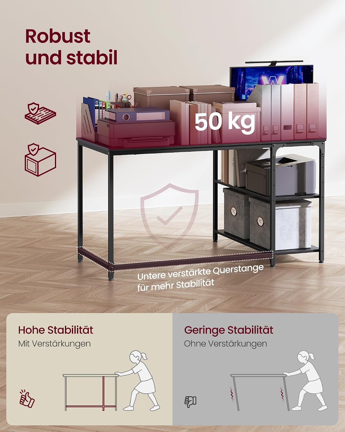 Eckschreibtisch 120x80x76 cm L-förmig Schwarz von Songmics
