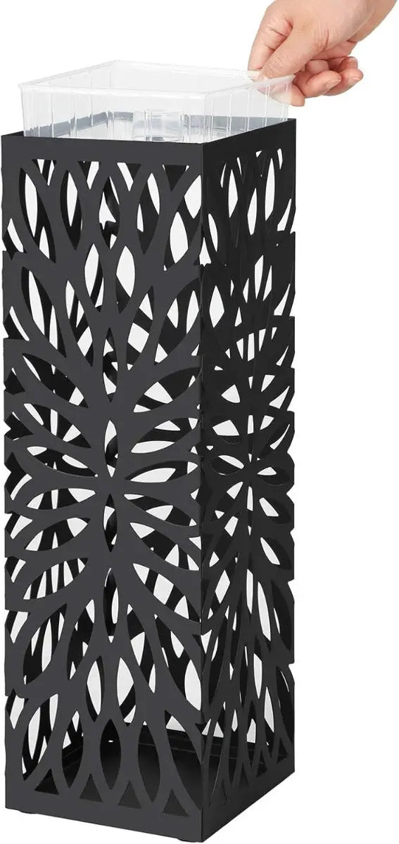 Regenschirmständer Metall quadratisch mit Haken schwarz von Songmics