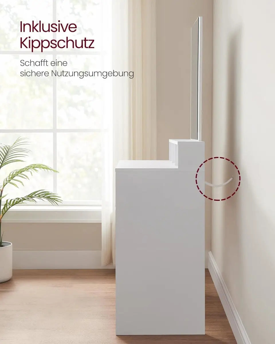 Schminktisch Modern Spiegel Schubladen Fächer Weiss von Songmics