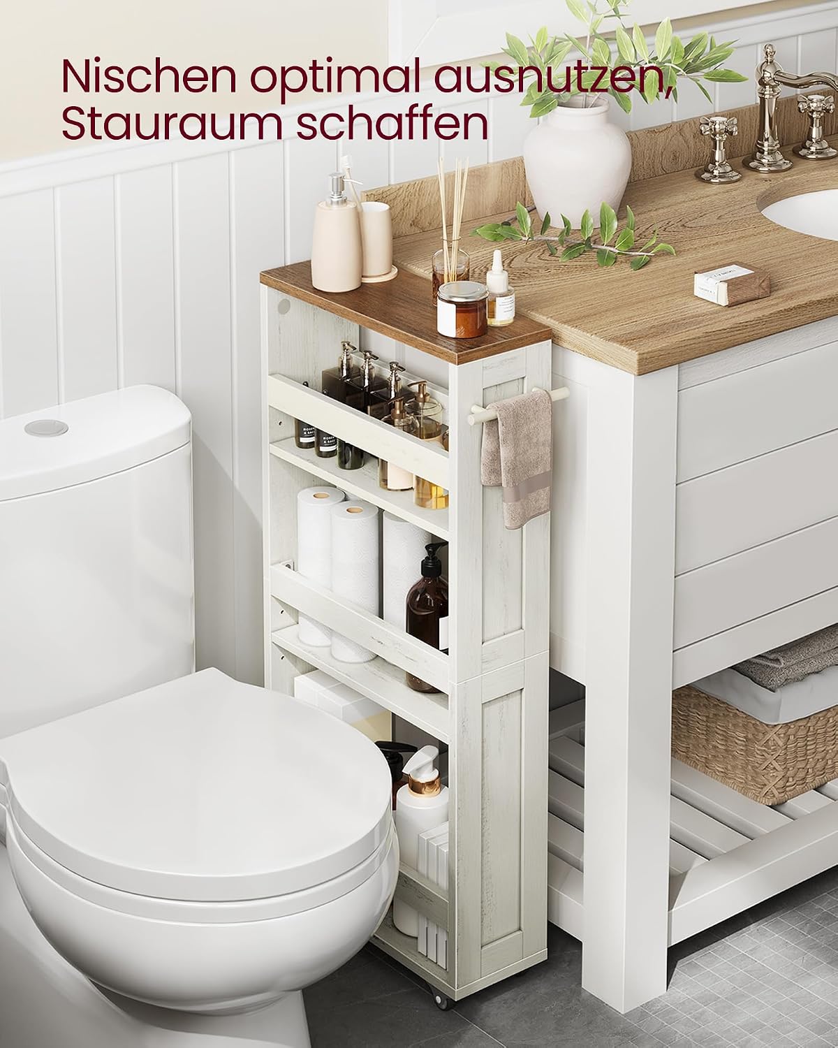 Aufbewahrungswagen 4 Etagen 40x15x86,5 cm Weiss von Songmics