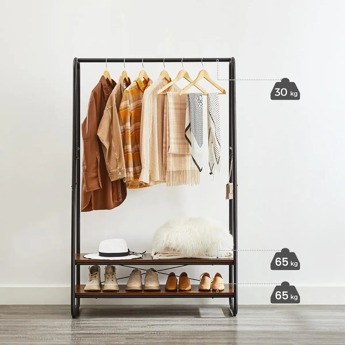 Kleiderständer Garderobe Stahlgestell 6 Haken Vintagebraun von Songmics
