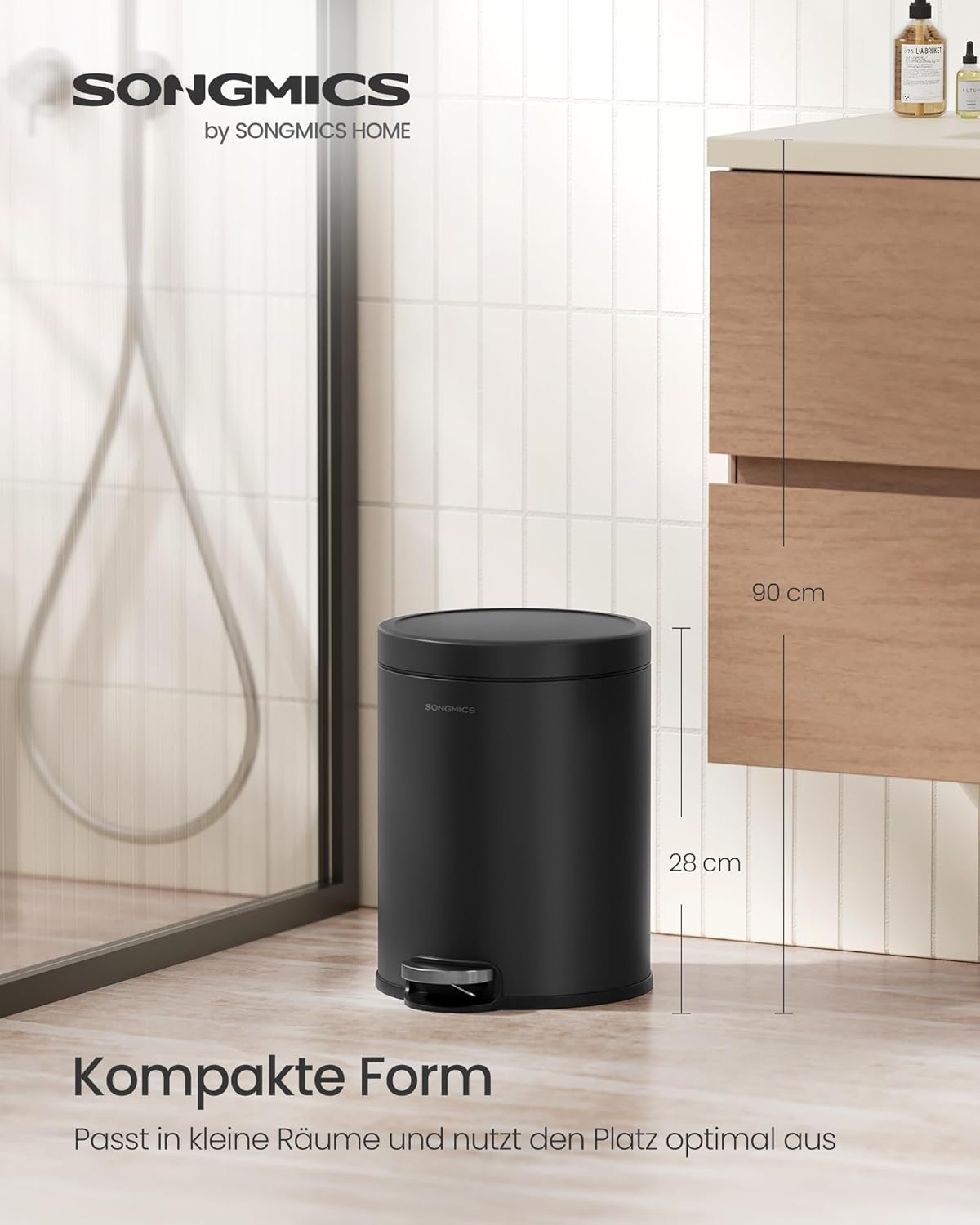 Badezimmereimer 6 l Treteimer Soft-Close Tintenschwarz von guteszeug.ch