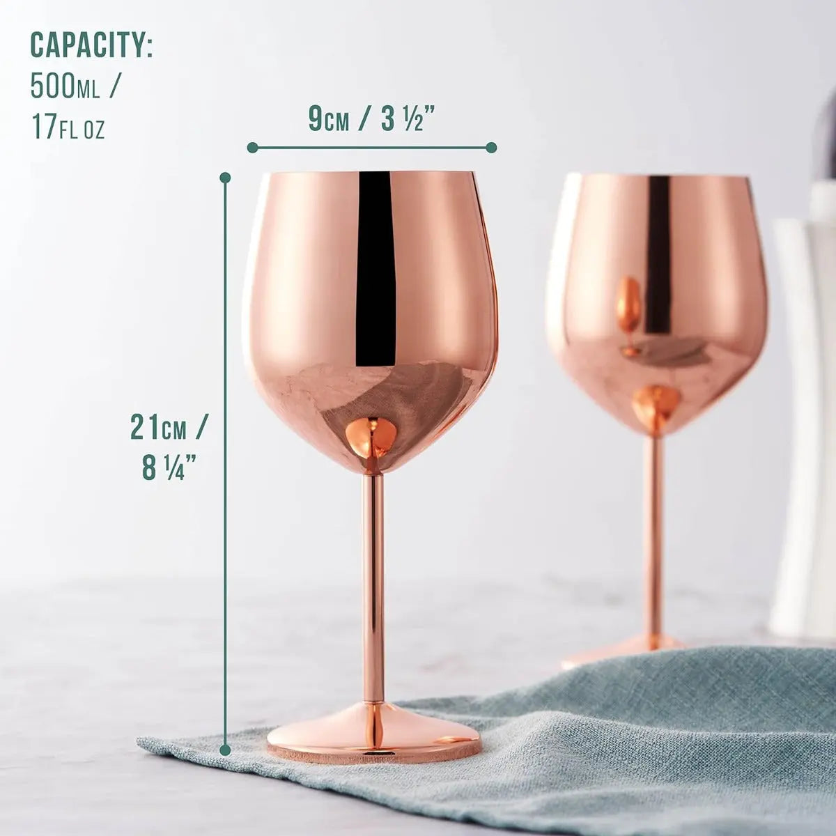 Edelstahl Weingläser Roségold 2er-Set von Oak & Steel