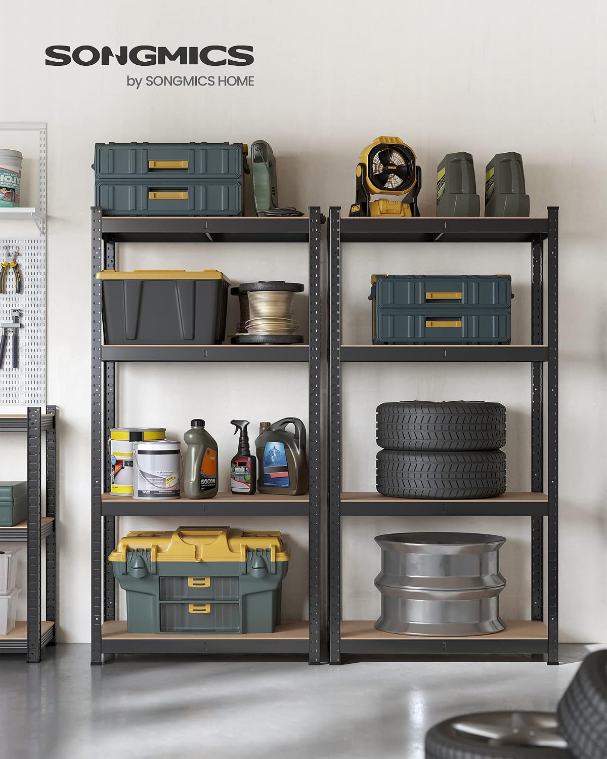 Schwerlastregal 2er Set Steckregal 40x80x160 cm Schwarz von Songmics