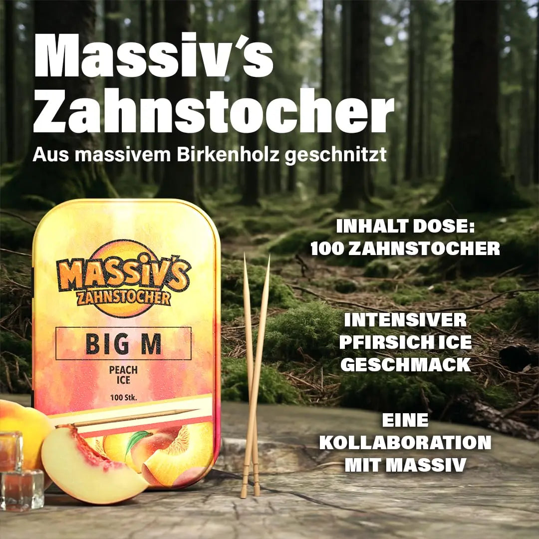 Massiv's Big M Zahnstocher mit Geschmack Peach Ice von guteszeug.ch