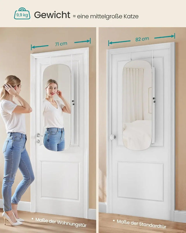 Schmuckschrank Spiegelschrank LED Beleuchtung abschliessbar Weiss von Songmics