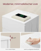 Nachttisch Set mit Steckdosen Modern Weiss von Songmics