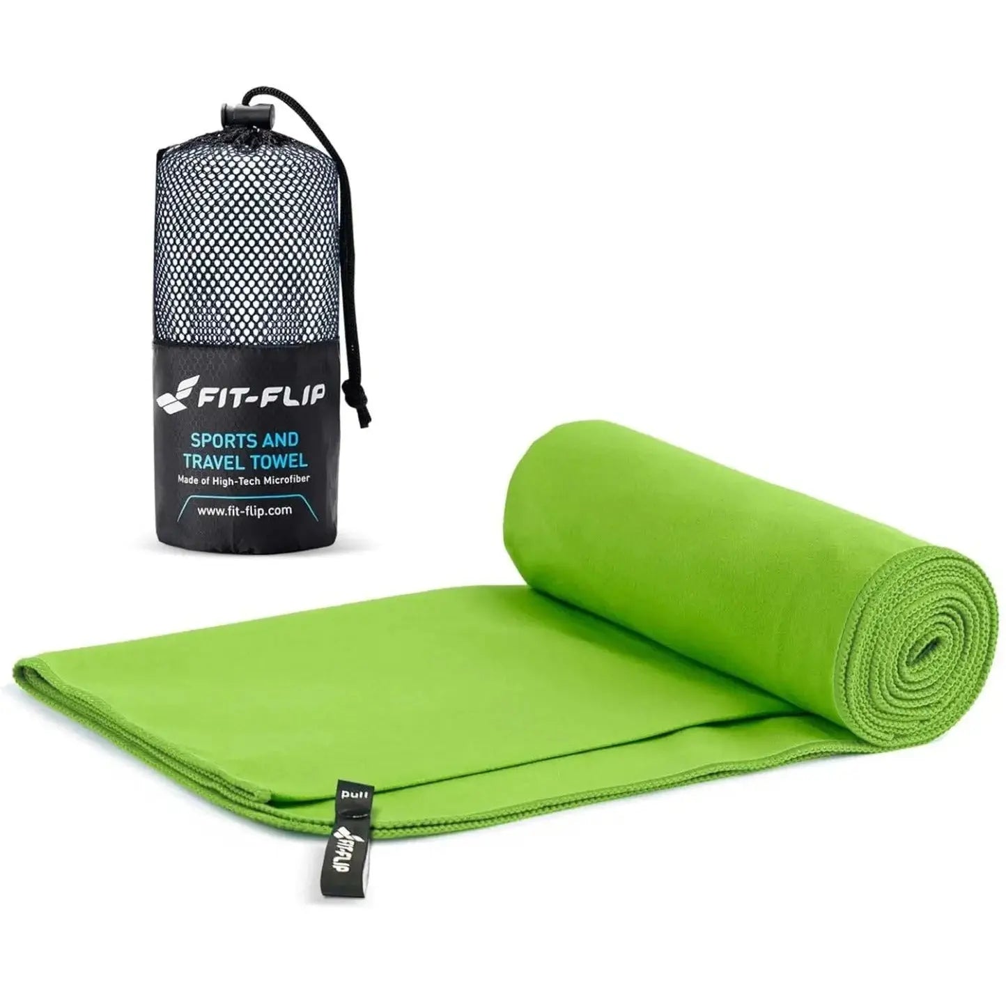 Mikrofaser Handtuch schnelltrocknend mit Tasche 30x50cm Grün von Fit-Flip