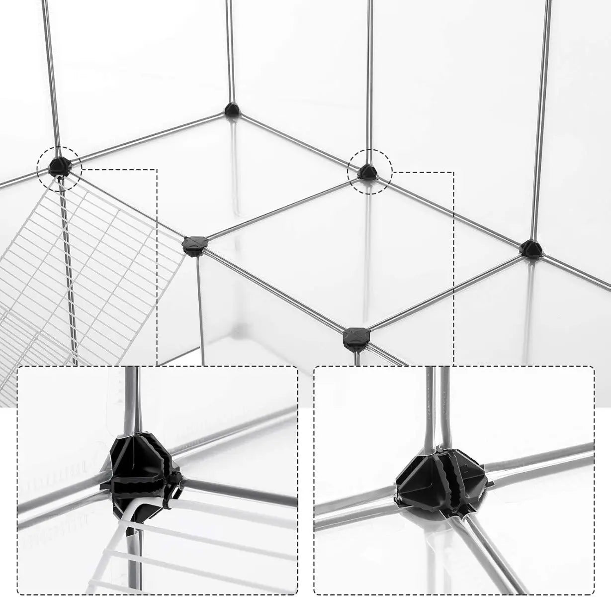 Kleintierkäfig modular Balkon weiss Kunststoff von Songmics