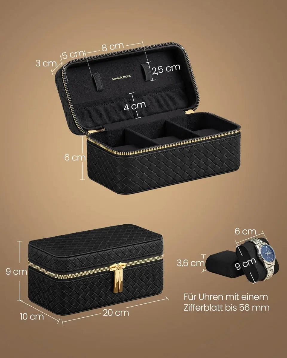 Uhren Aufbewahrung Box für 3 Uhren Schwarz von Songmics