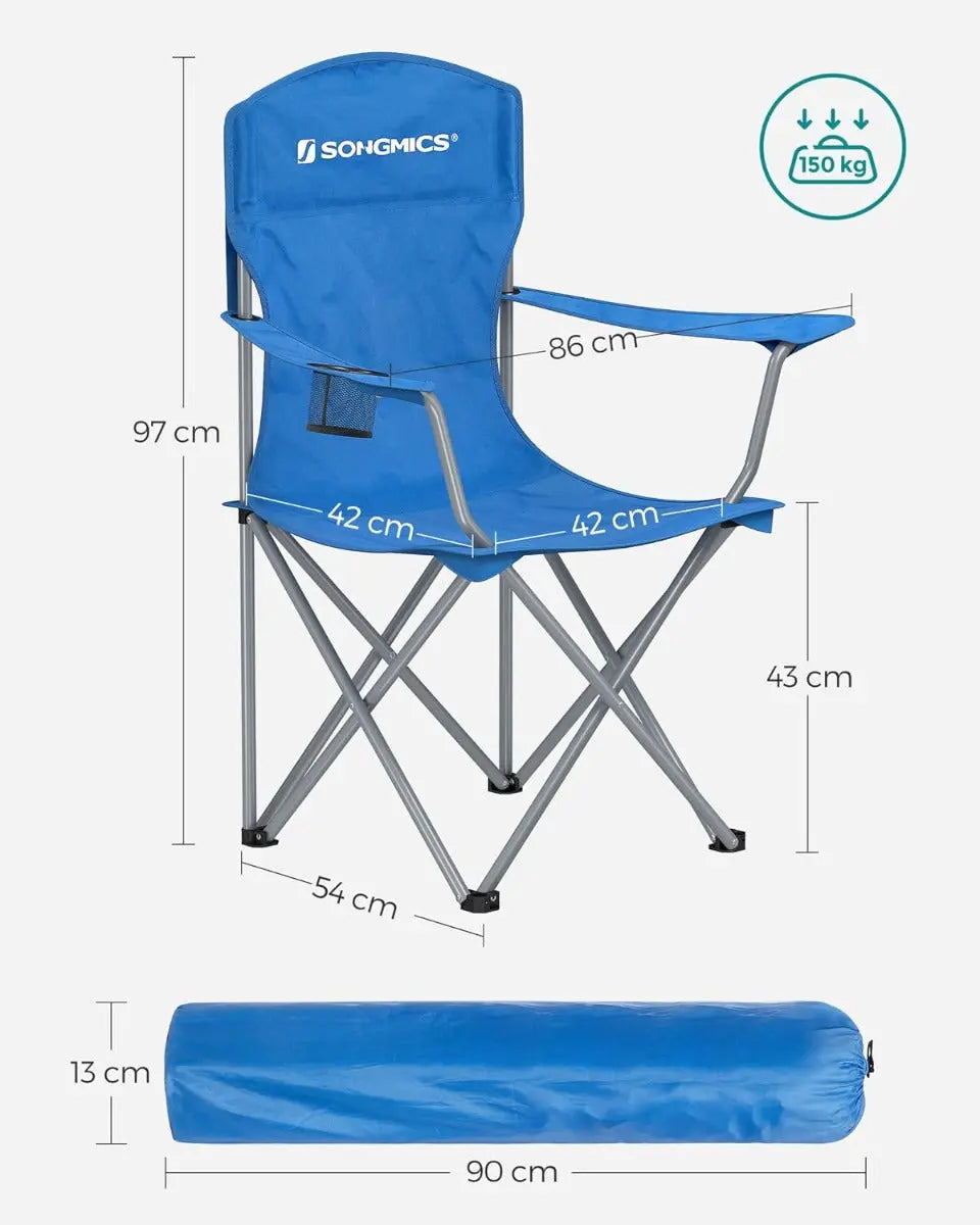 Campingstuhl faltbar 150kg Blau Oxford von Songmics