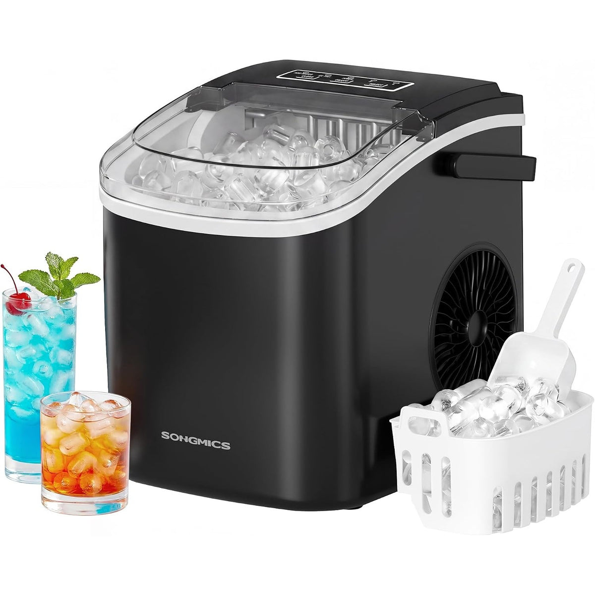 Eiswürfelbereiter 12 kg/24h 9 Würfel 6 Min Schwarz von Songmics