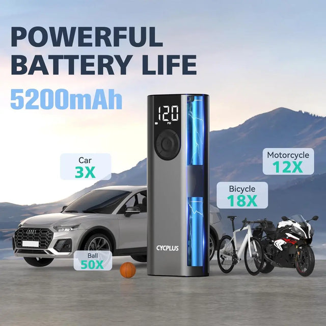 Luftpumpe A8 150PSI Elektrischer Kompressor Tragbar All-In-One Akku von Cycplus