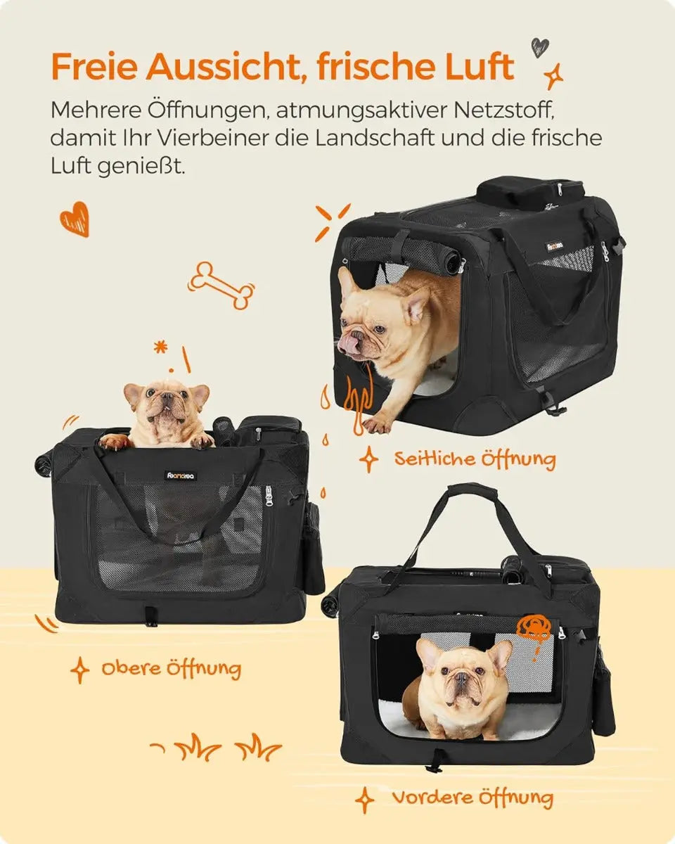 Hundebox faltbar Transportbox atmungsaktiv Metallrahmen schwarz von Songmics