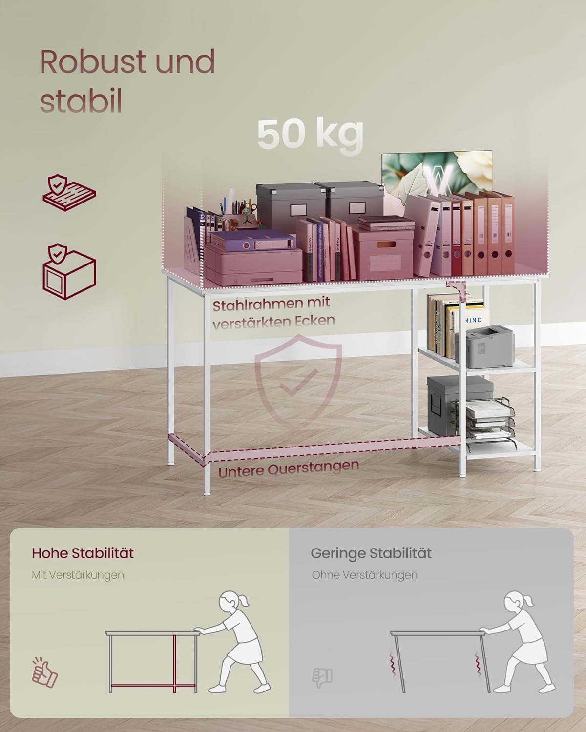 Computertisch 120x60x76 cm Bürotisch Schreibtisch Ahorn von Songmics