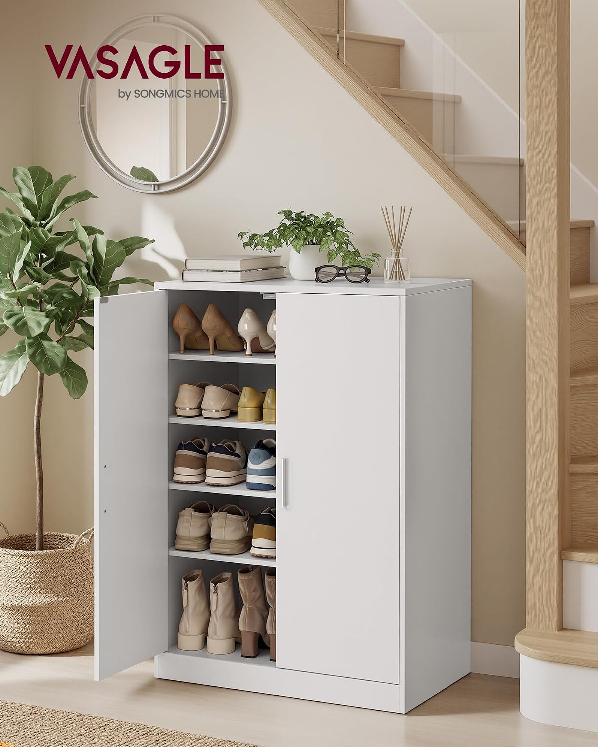 Schuhschrank 5 Ebenen 60x36x90 cm Wolkenweiss von Songmics