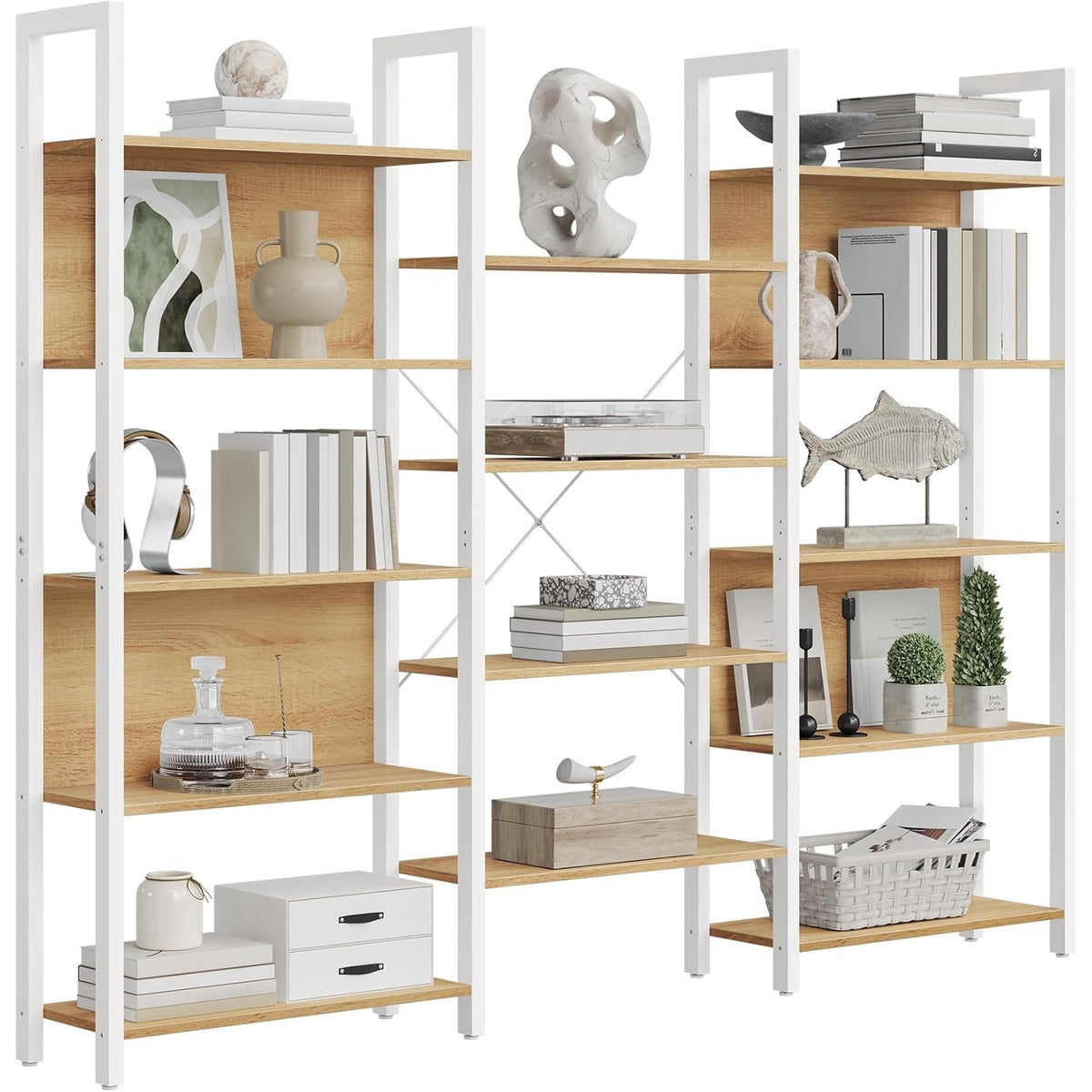 Bücherregal 14 Ablagen 158x24x166 cm Eiche Weiss von Songmics