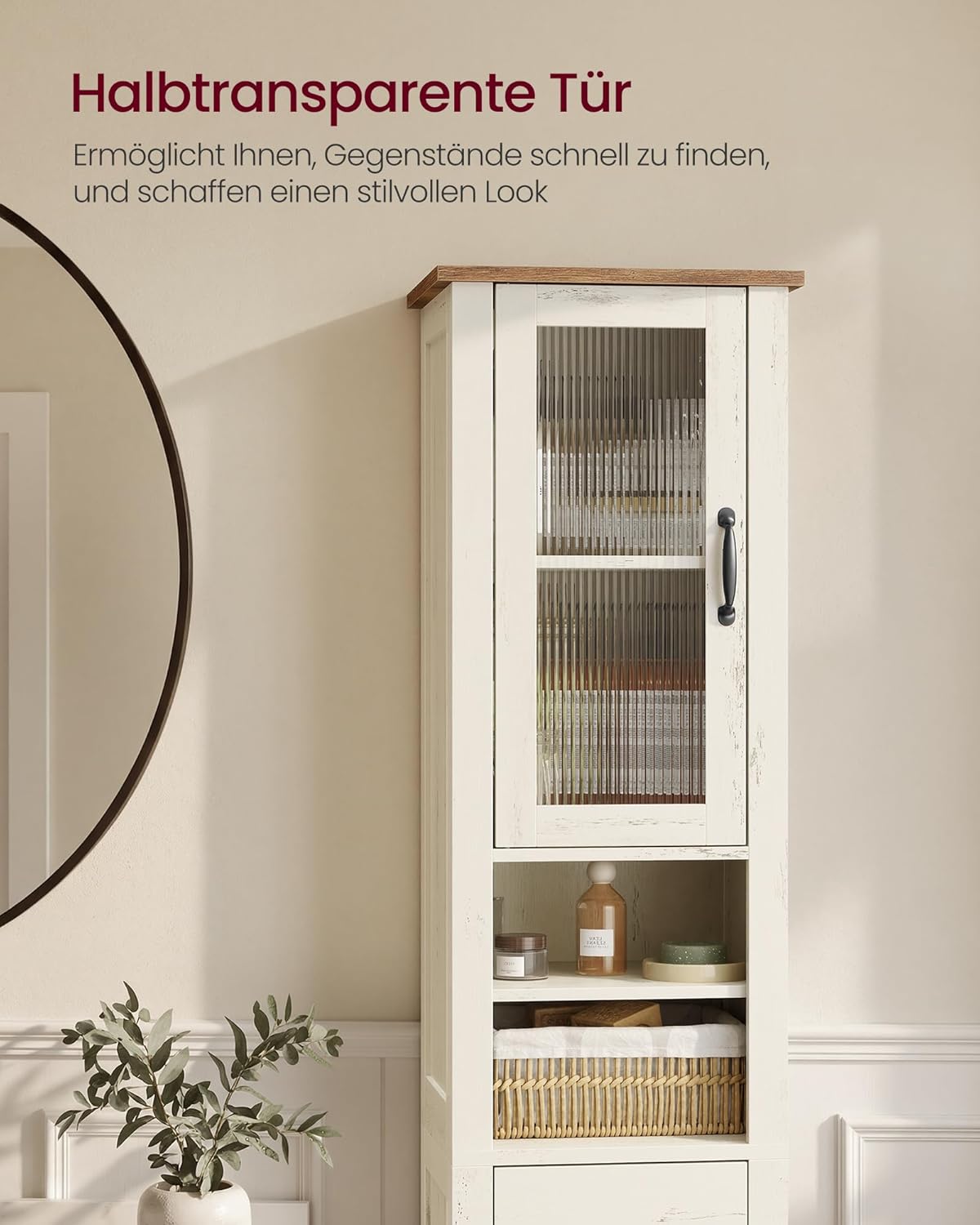 Badezimmerschrank Hochschrank 33x31,5x171 cm Weiss von Songmics