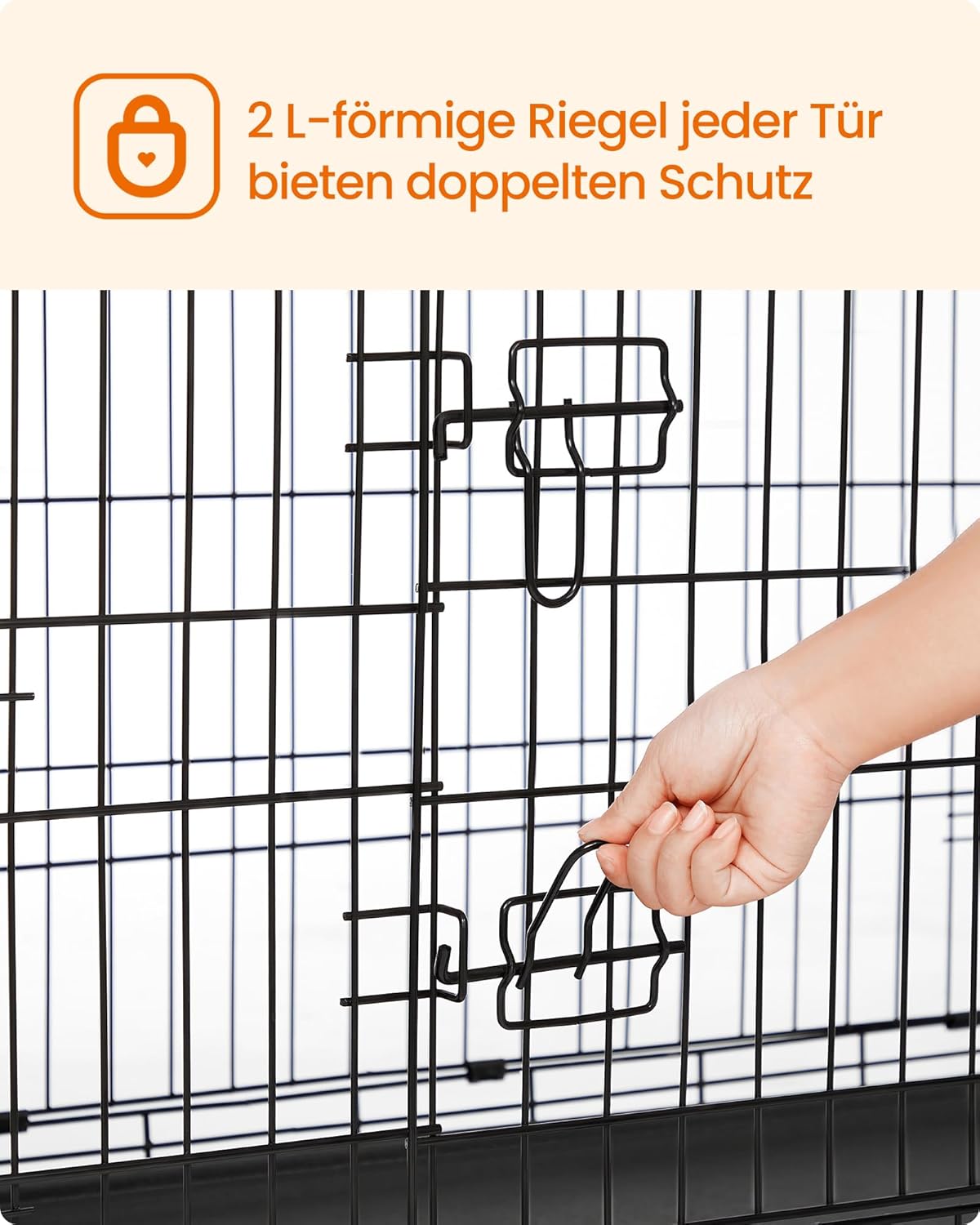 Hundekäfig XL klappbar 2 Türen schwarz 107x70x77,5 cm von Songmics