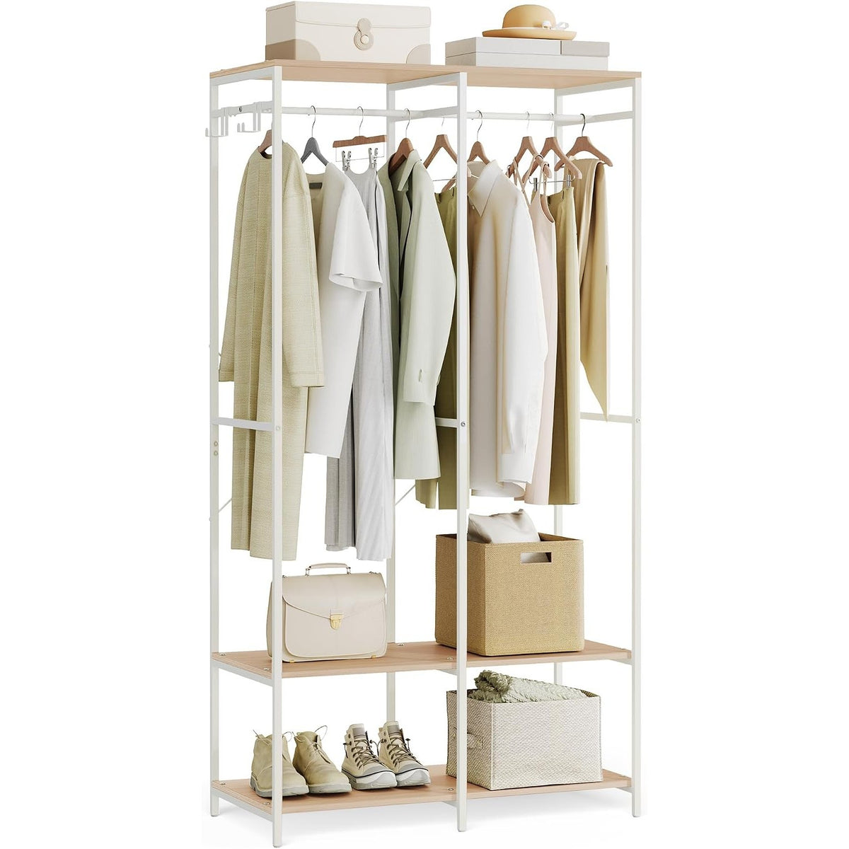 Kleiderständer 94,5x40x180 cm Garderobe Beige von Songmics