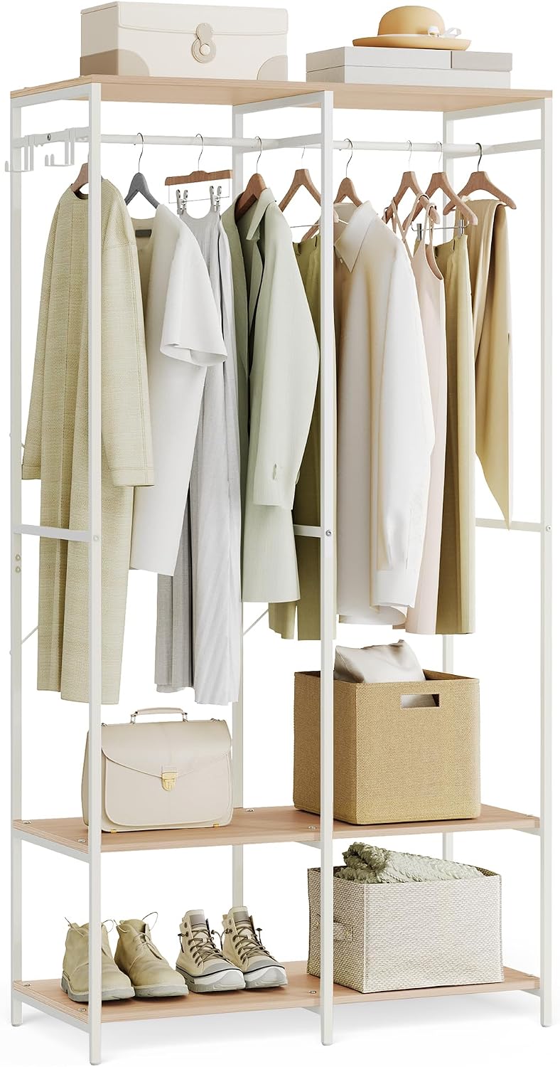 Kleiderständer 94,5x40x180 cm Garderobe Beige von Songmics