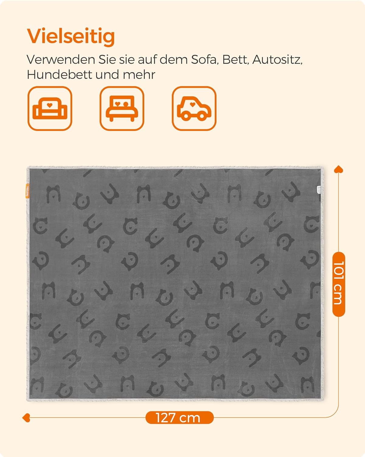 Wasserdichte Hundedecke Sherpa Fleece 127x101cm grau L von Songmics