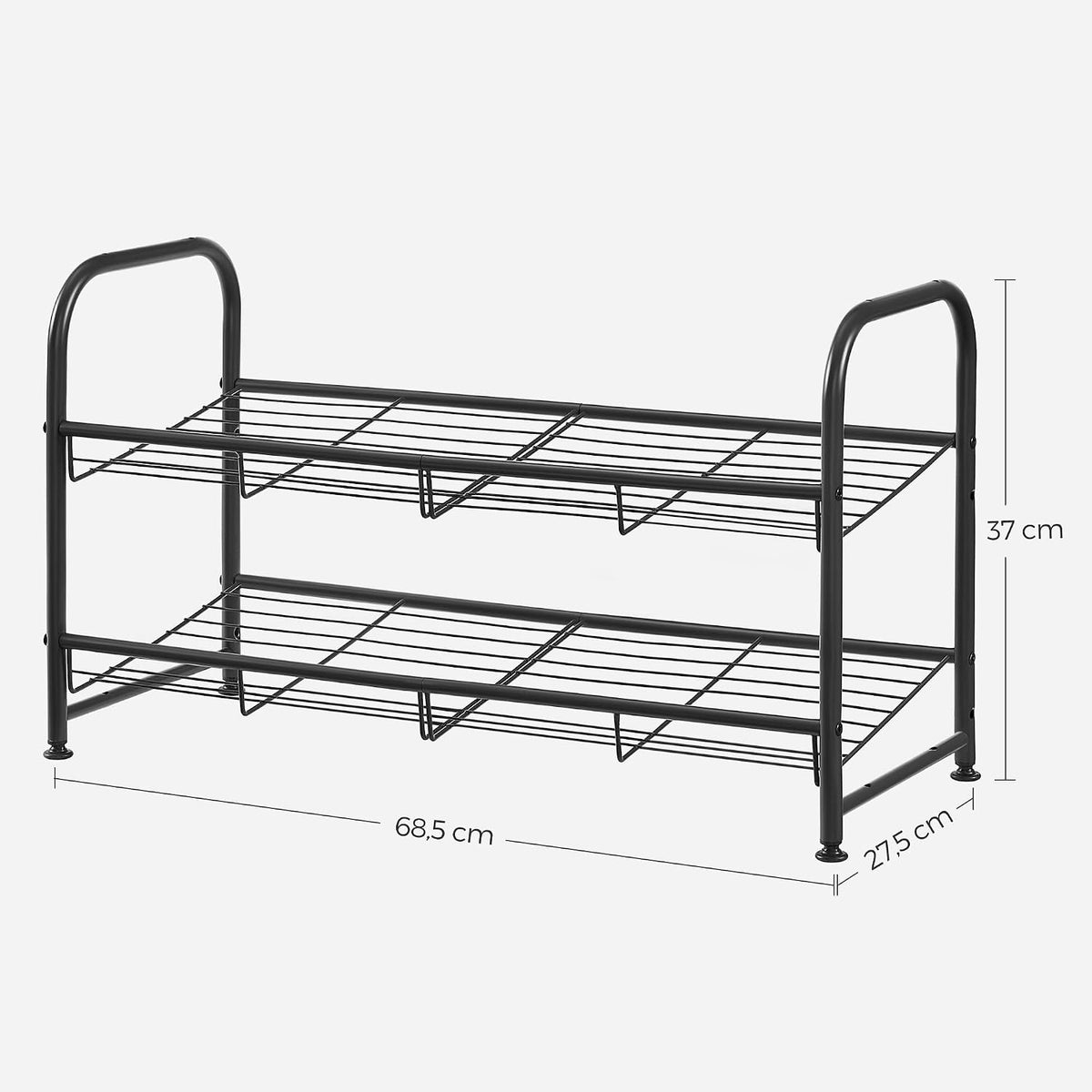 Schuhregal 3 Ablagen Stahl 68,5x27,5x49,5 cm Schwarz von guteszeug.ch