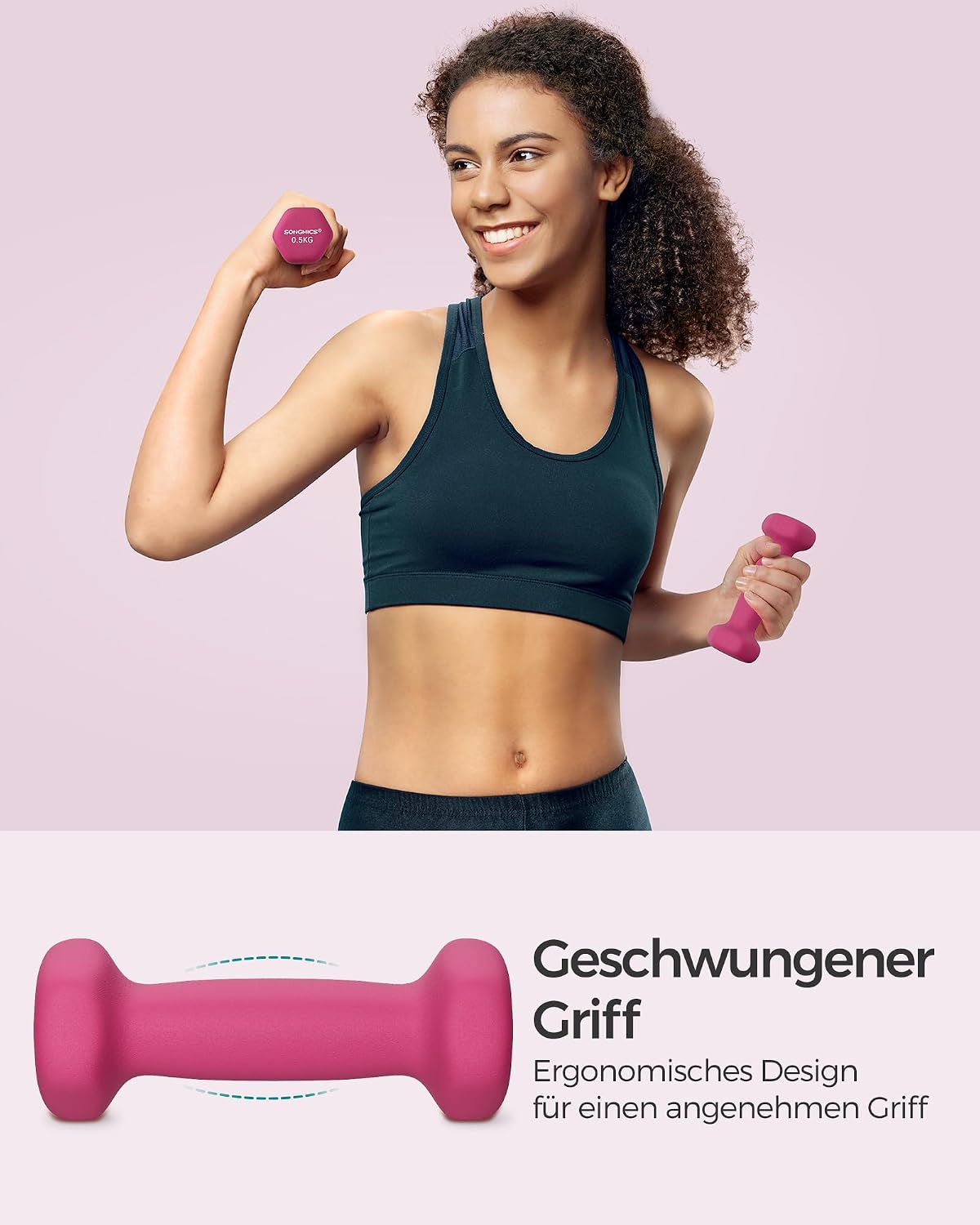 Kurzhantelset 2 x 0,5 kg Neopren Hanteln Pink Violett von Songmics