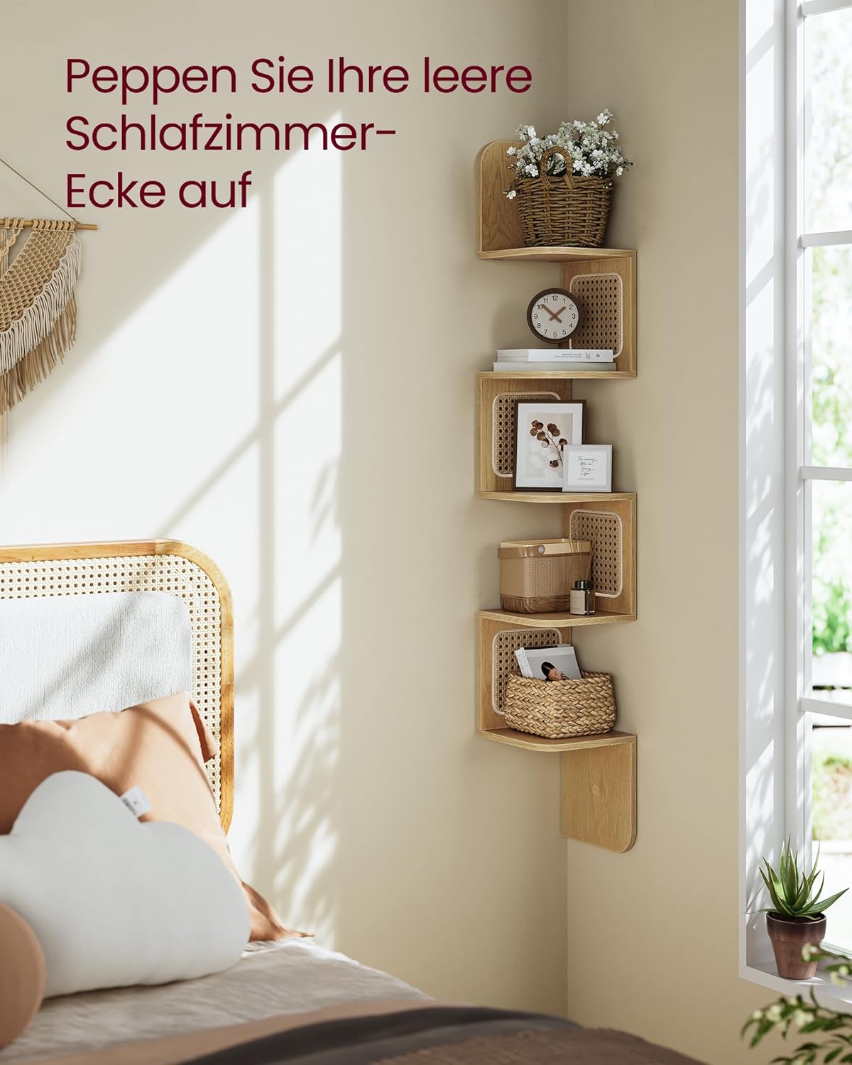 Eckregal 5 Ebenen Wandregal Zickzack Eichenbeige von Songmics