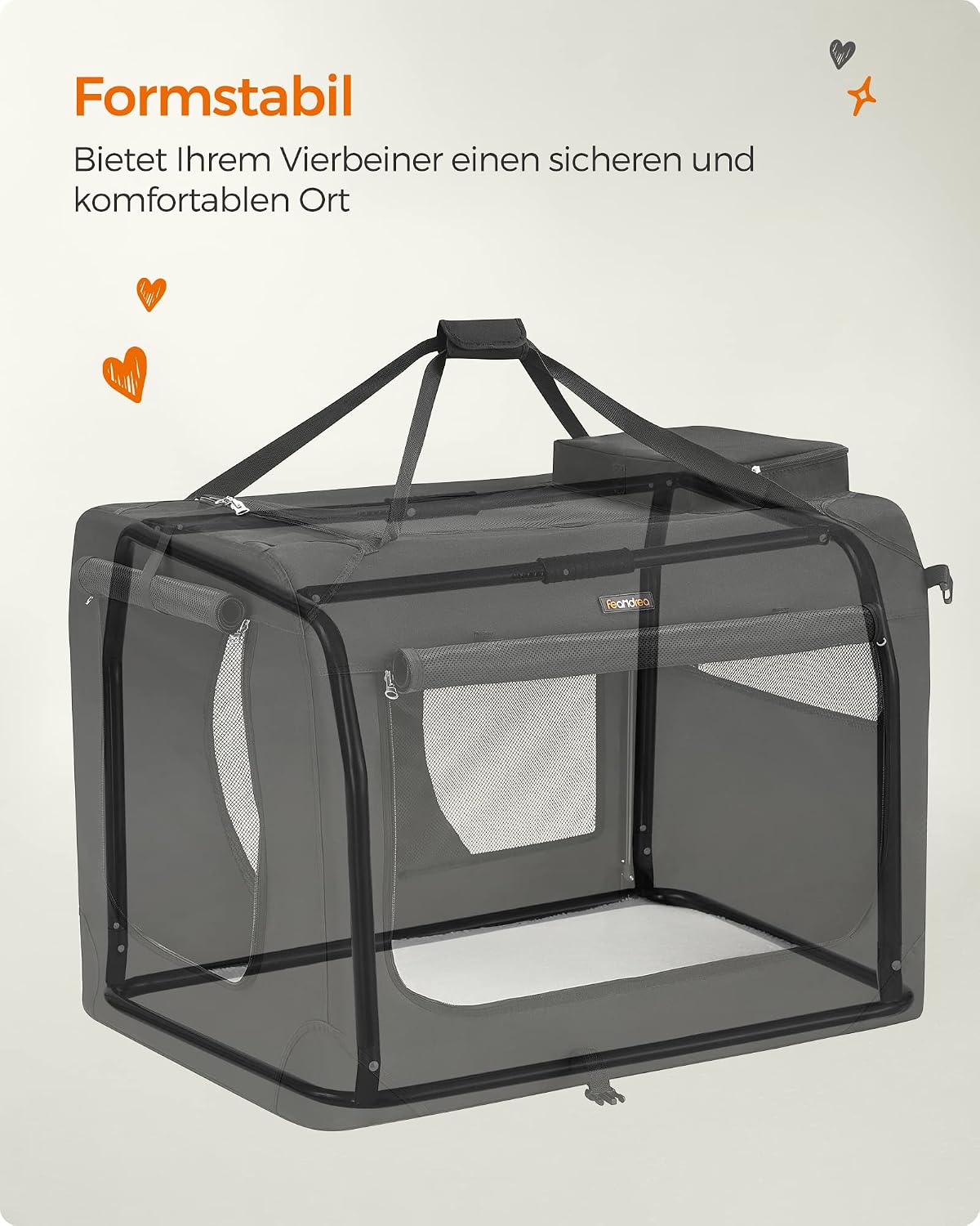 Faltbare Hundebox XXXL 102x69cm schwarz atmungsaktiv von Songmics