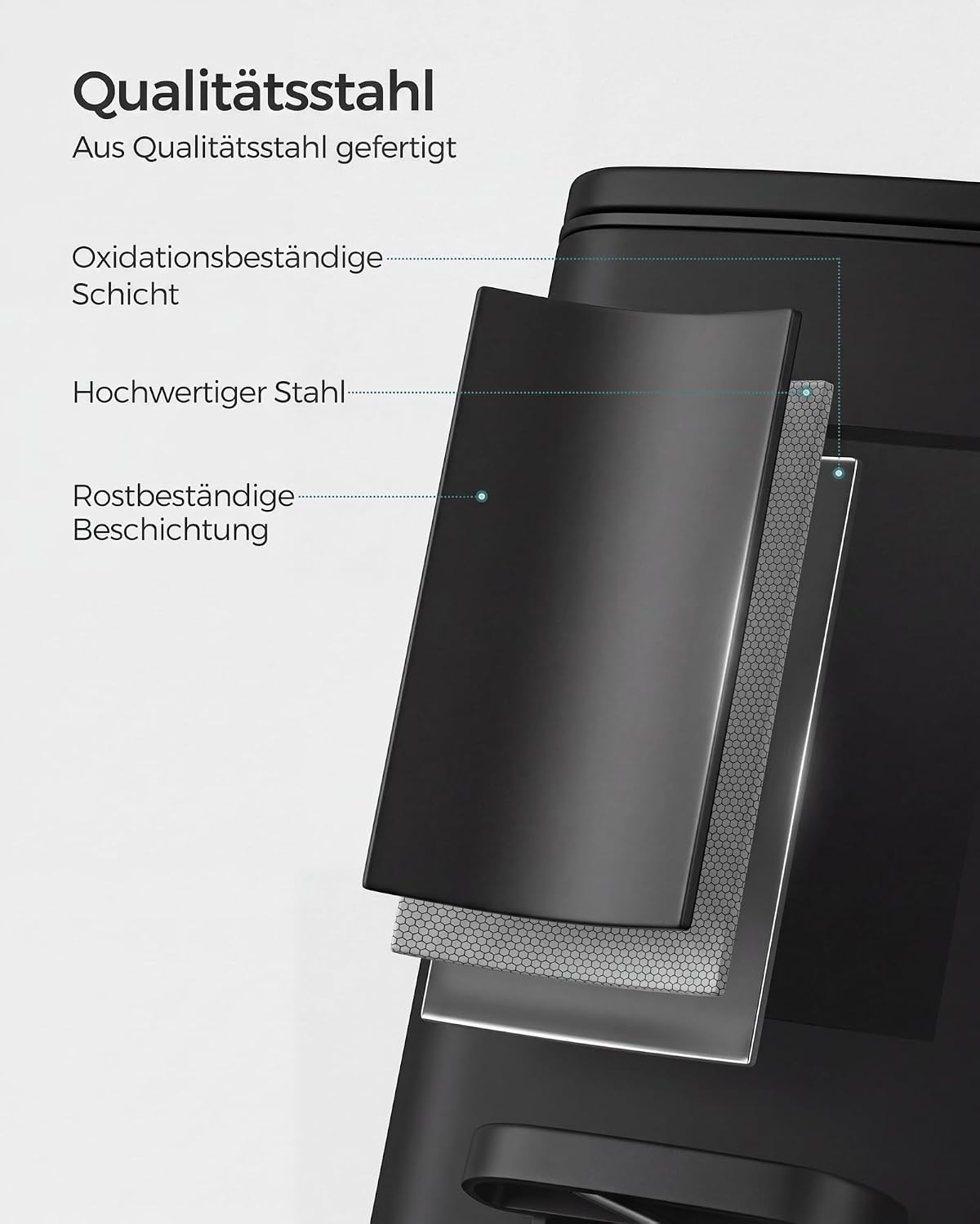 Abfalleimer 8 l Treteimer Badezimmer Tintenschwarz von Songmics
