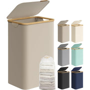 Wäschekorb 90 l mit Deckel faltbar Kamelbraun Beige von Songmics