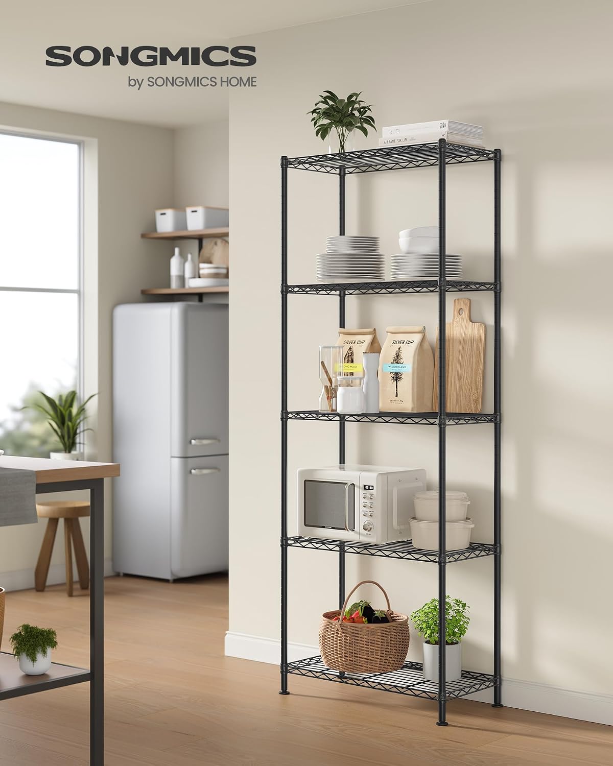 Lagerregal 5 Ebenen Steckregal 60x30x161 cm Schwarz von Songmics