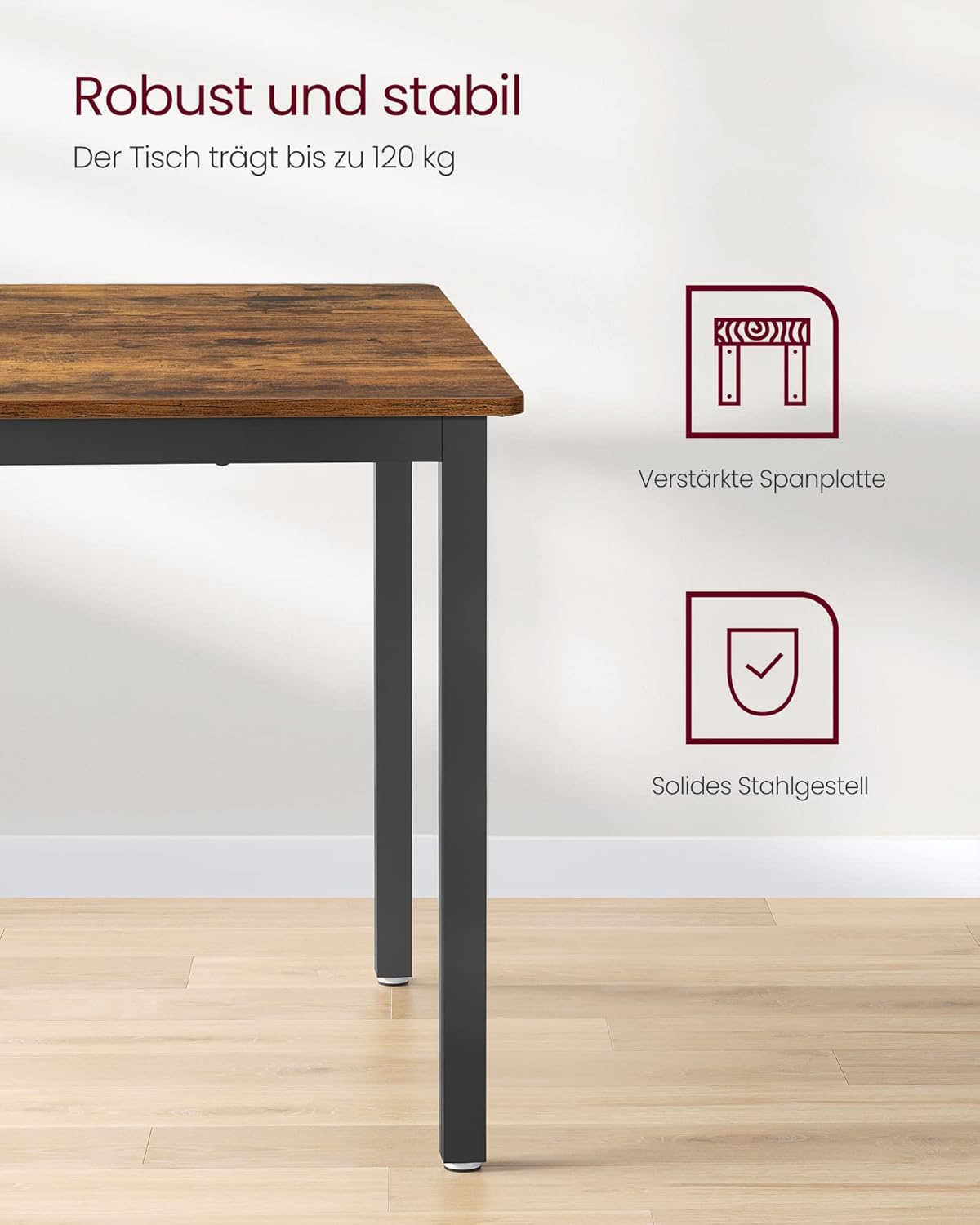 Esstisch 110x70cm Industrie Design für 4 Personen vintagebraun von Songmics